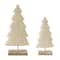 White & Beige Wicker Pine Tree Tabletop Décor Set, 17" & 13"
